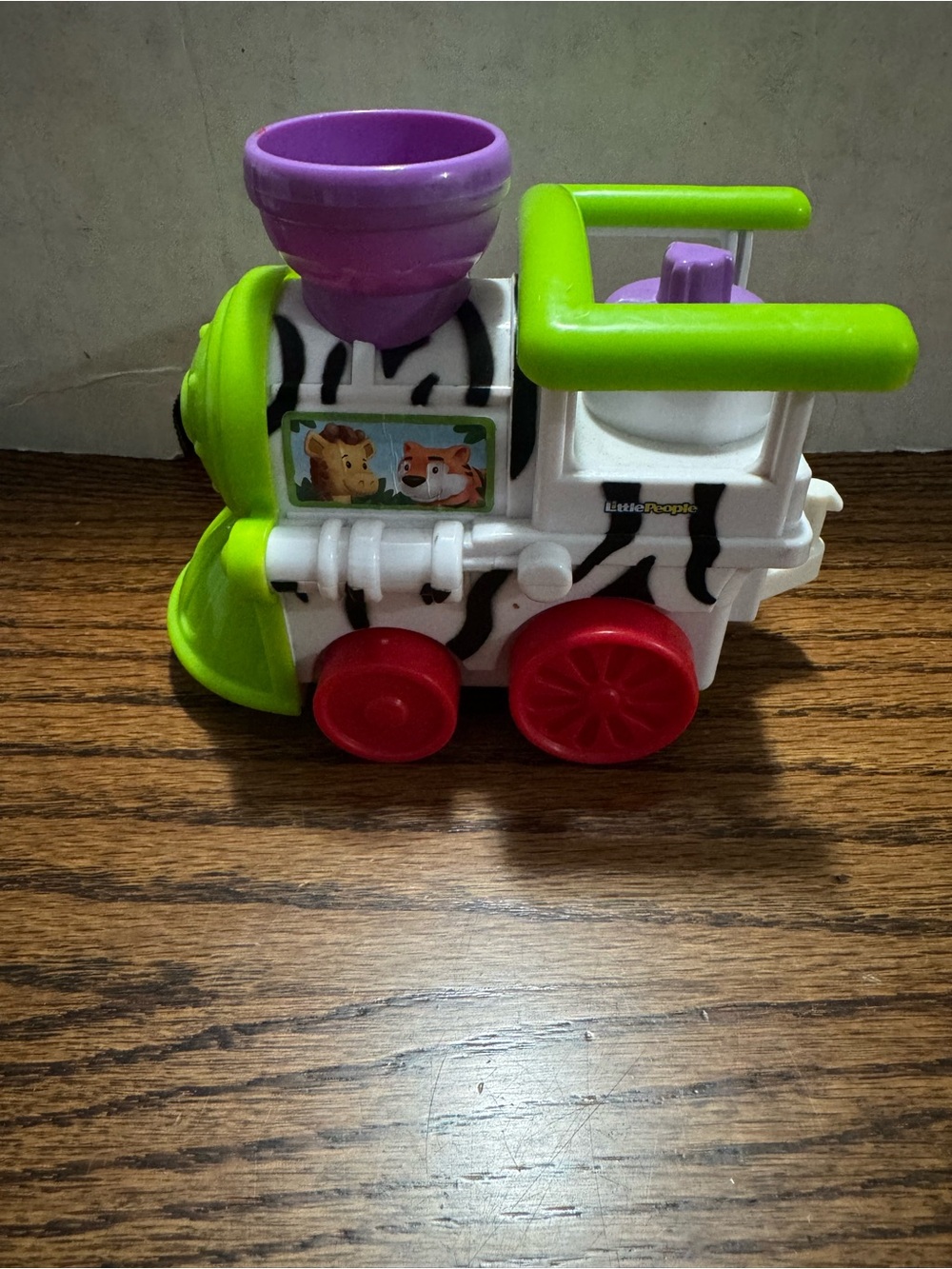 Fisher price Little people Plastic Zebra Toy Train - White, Green, Purple, Red